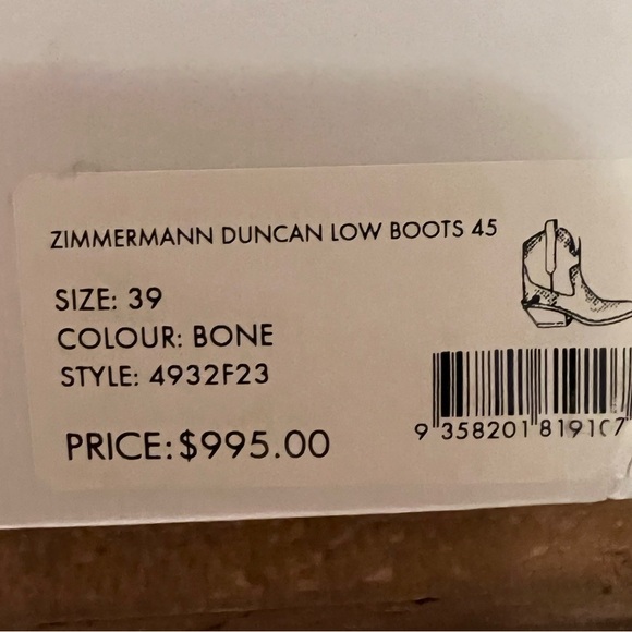 NWT✨Zimmermann Duncan Low Boots 45 | Bone | EU 39 - Picture 10 of 11
